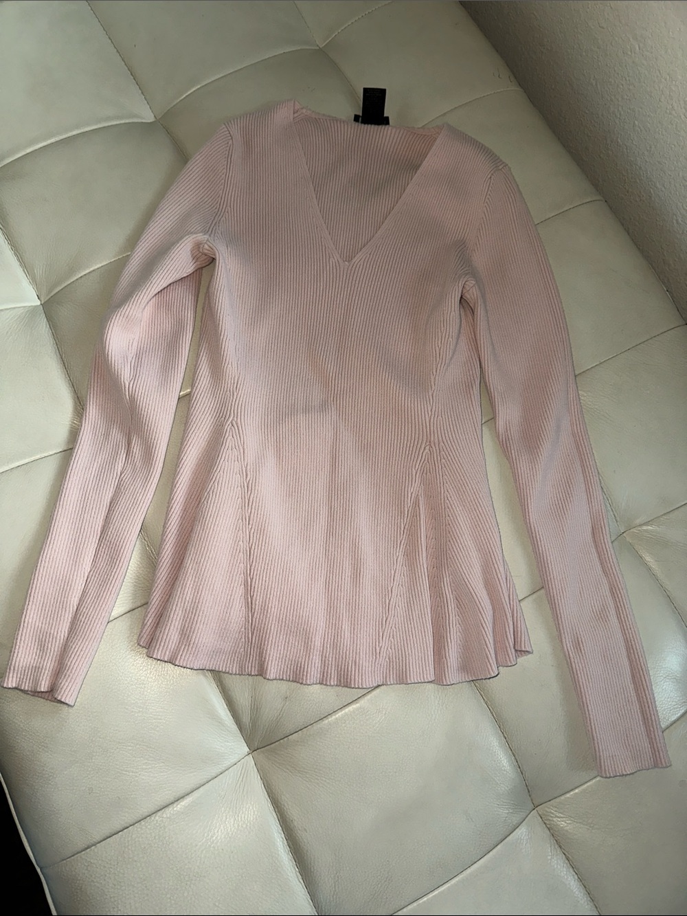 Ann Taylor Factory Blush Ribbed V-Neck Sweater